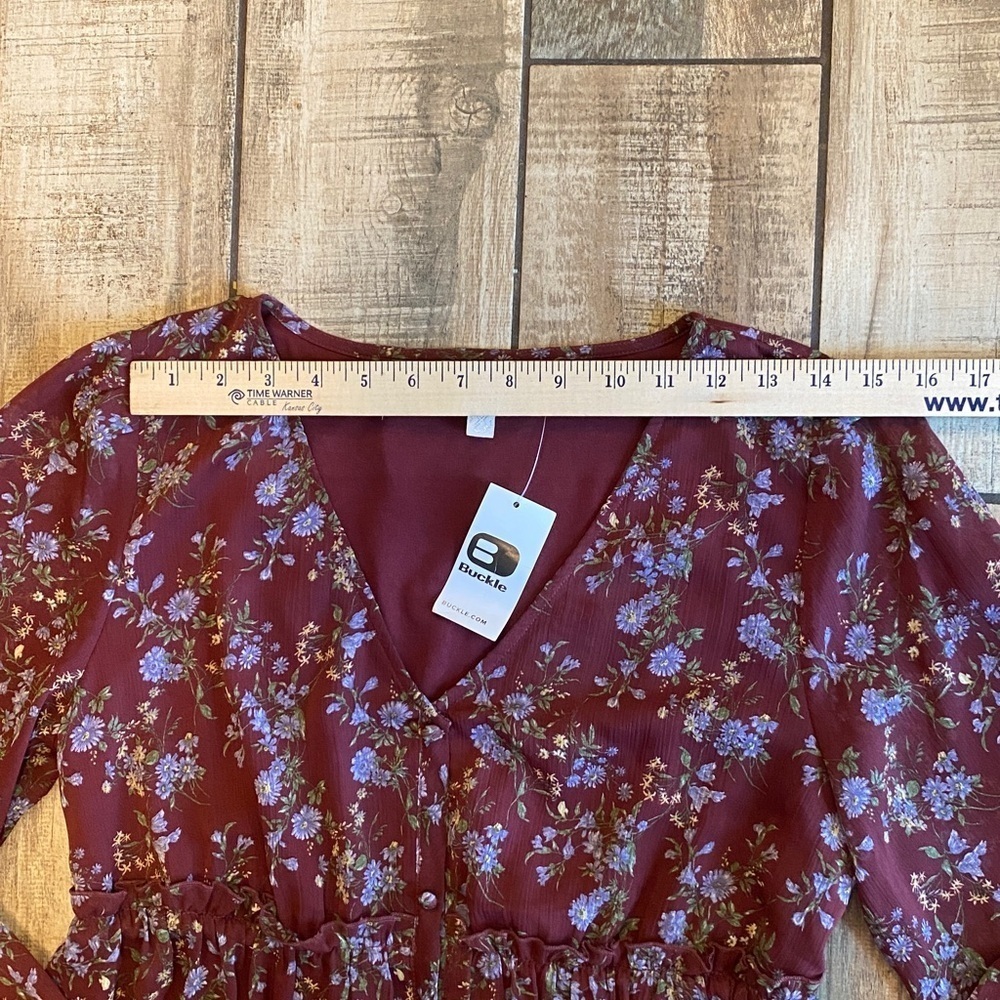 Inspired Hearts Floral Tiered Babydoll Dress Floral Long Sleeve Dress 🆕 - Picture 6 of 13